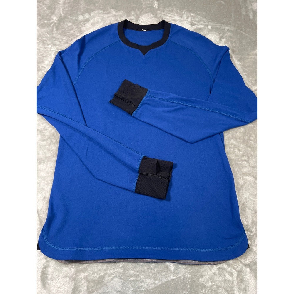 Lululemon Mens Medium Blue Running Pullover Thumbhole Long Sleeve Athletic Top